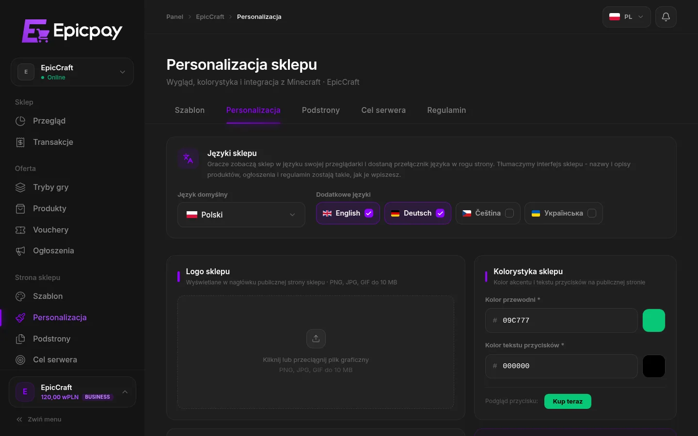 Sklep w 5 językach